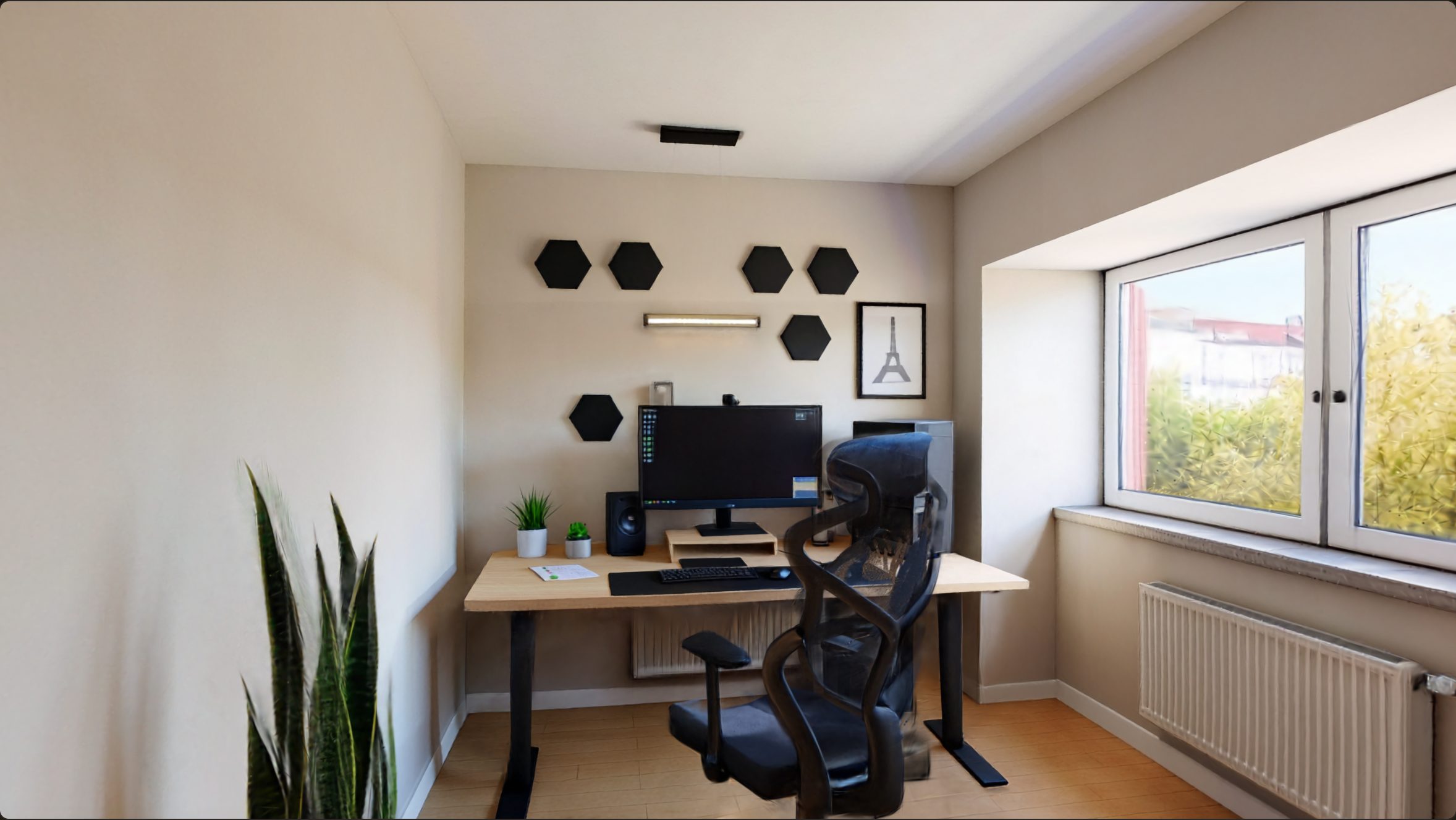 3D walkthrough of a rendered workspace